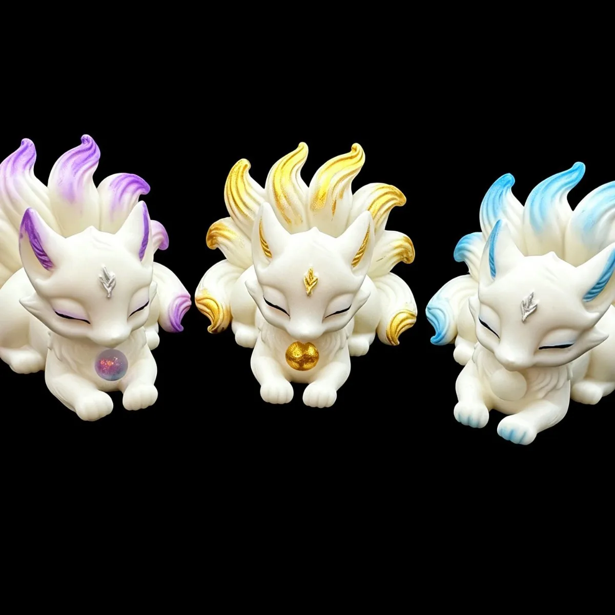 Ivory Nut Carved Nine Tailed Fox Figurine Home Desktop Trendy Craft Display Ornament Art Decor Collectible Gift