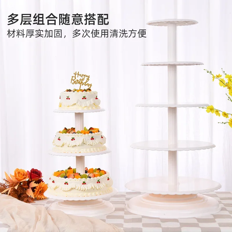 Cake rack with multiple layers of European style creative birthday wishes, wedding desserts, single column 3689,3-5-6-8-90 layer