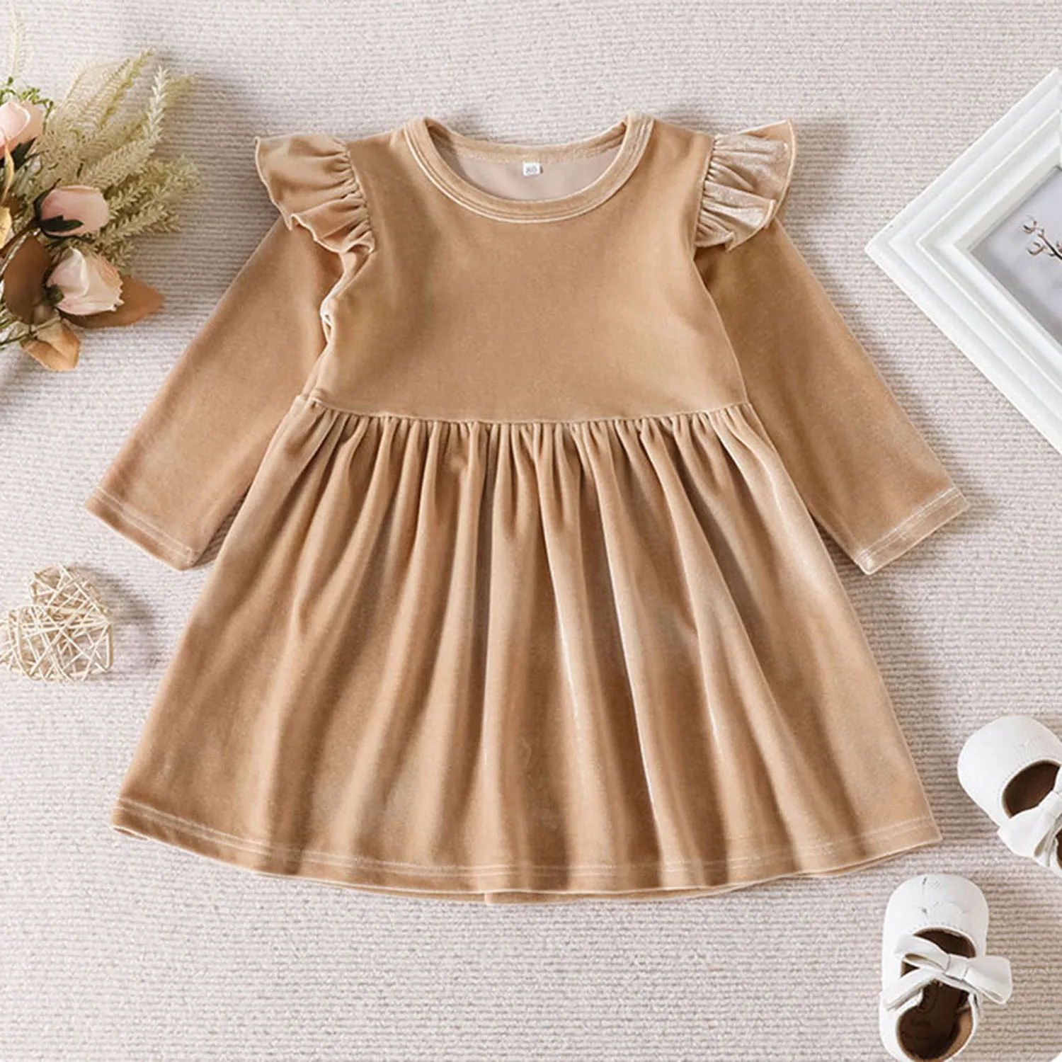 Grace Stylish Toddler Baby Autumn/Winter Velet Birthday Party Graduation Ceremony Casual Christmas Holiday Dress