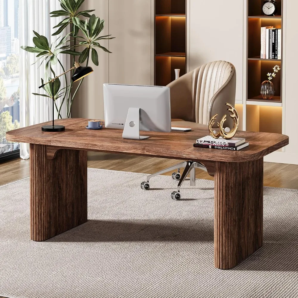 

62-Inch Executive Desk, Large Computer Office Desk, Modern Office Desks & Workstations with Double Pedestal