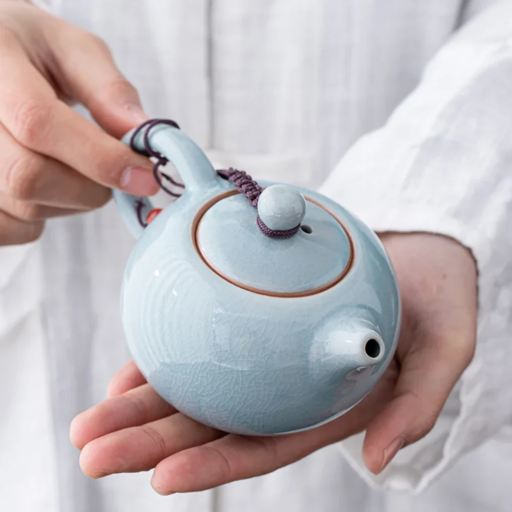 Ge Yao Ceramic Teapot teacup manual Chinese ice crack split teapot can raise Xishi tea pots household Kung Fu tea pot