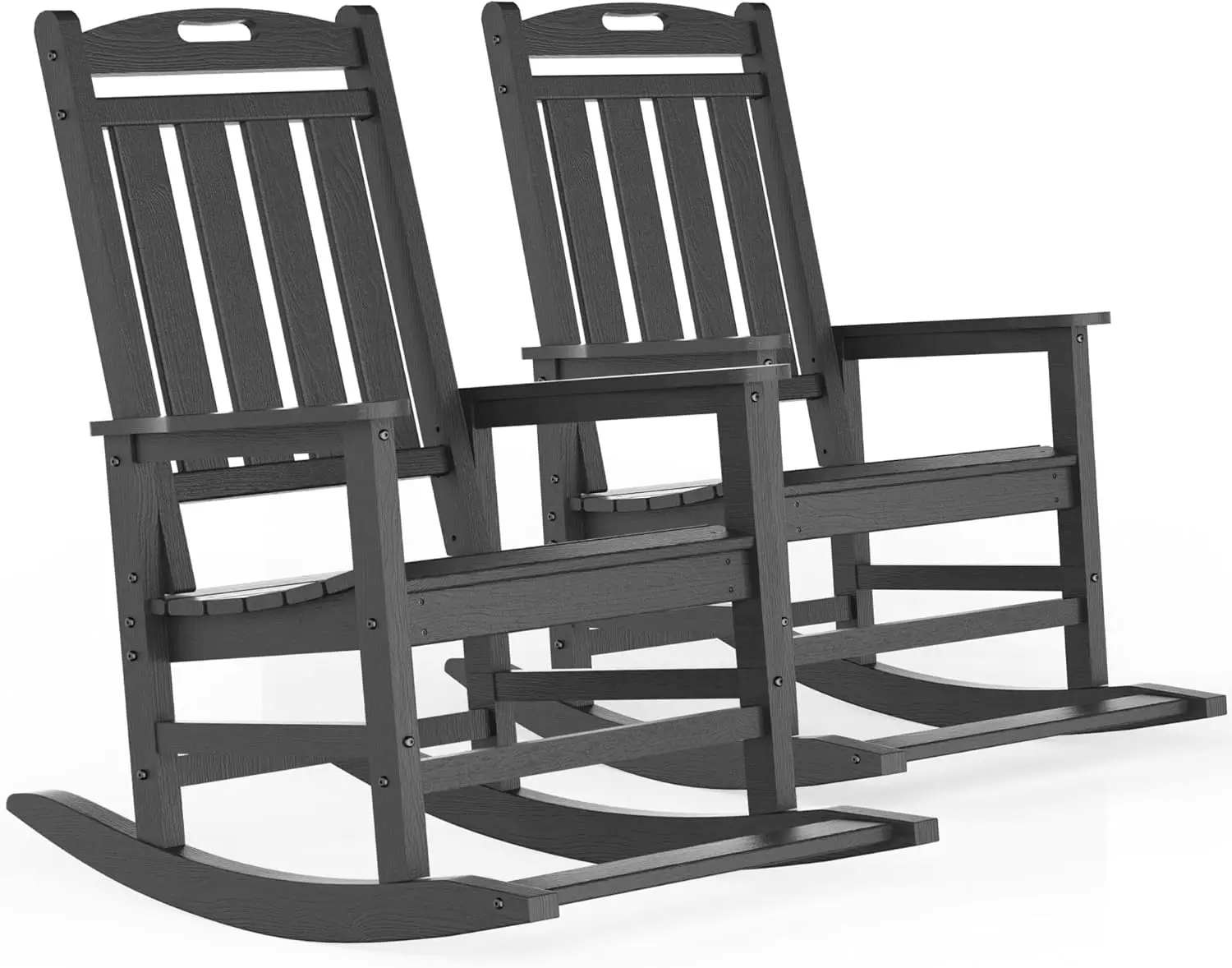 

Outdoor Rocking Chair With Footboards Set Of 2, HDPE Rocking Chair Patio Porch Rocker With 380lbs Support For Adult, Grey