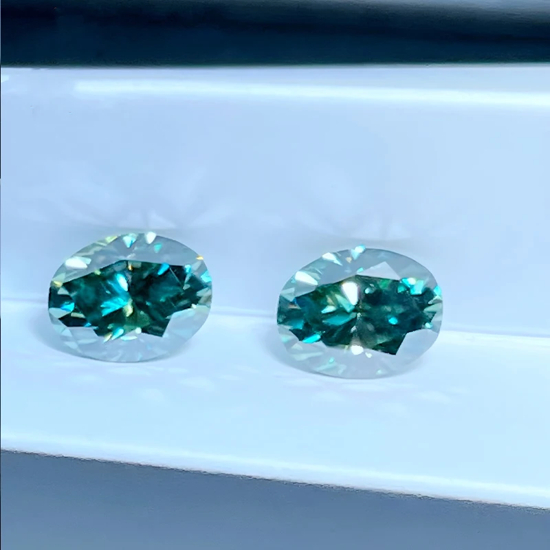 DJMAX 1-3CT Oval Cut Loose Moissanite Stones Blue Green Top Quality Moissanites Shining Fine Jewelry Lab Grown Diamonds