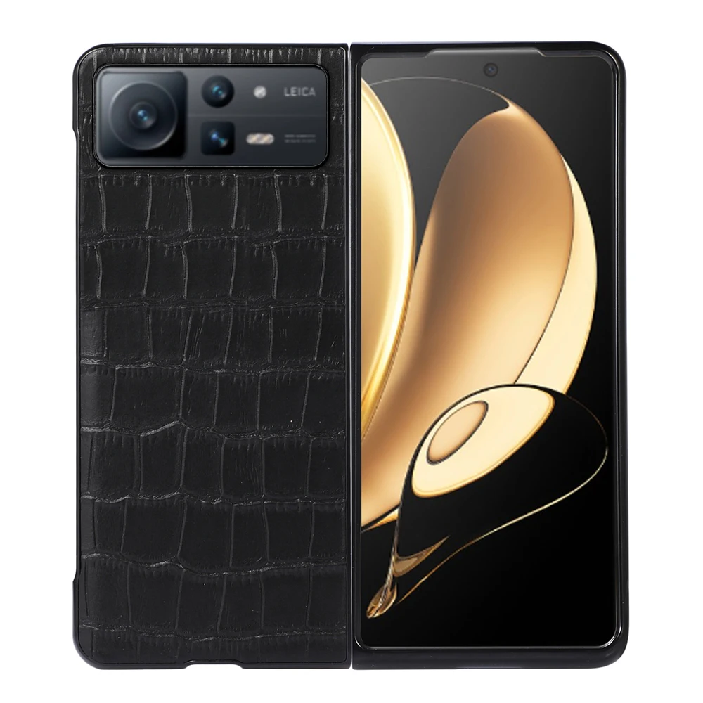 CUSTOM NAME Initials Letter Real Genuiune Leather Case For Xiaomi Mi Mix Fold 2 Fold2 Luxury Crocodile Mobile Phone Shell Cover