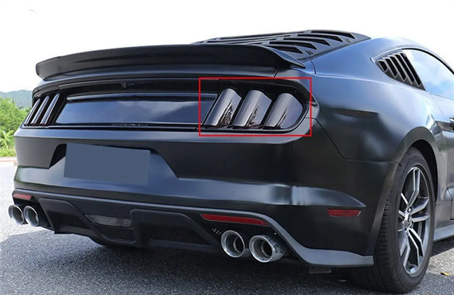 For Ford Mustang 2015 2016 2017 Car Accessories Rear Tail Light Lamp Decoration Cover Trim Stickers Smoked Black