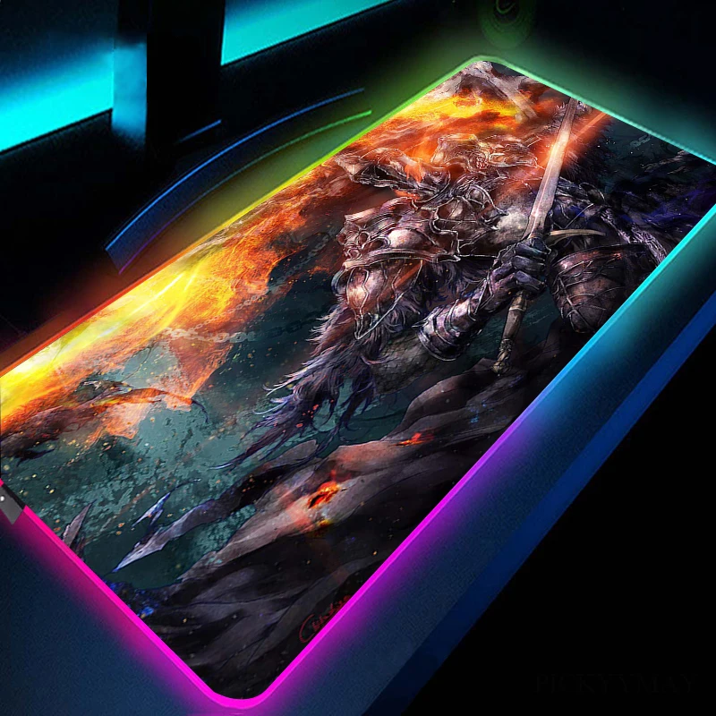 

Коврик для мыши Dark Souls RGB, 900x400 мм, резиновый игровой коврик для мыши со светодиодной подсветкой, противоскользящий, лучший выбор, коврик для м...