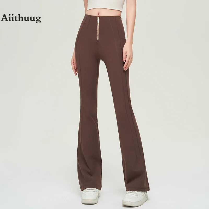 

Aiithuug Bell Bottoms Yoga Pants Front Zip Bootcut Yoga Leggings Gym Pant Butt Lifting Yoga Legging Flare Leggings Zipper