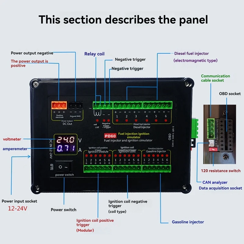 PD60 Gasoline Injector Ignition Coil Simulator ECU Maintenance Platform Car Computer Maintenance And Testing Tool