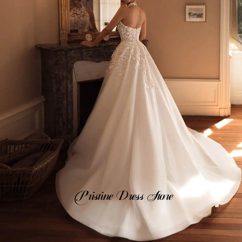 2026 New A-line Wedding Dress for Women Vestidos De Novia Customized Women Halter Lace Sleeveless Bridal Gowns with Backless