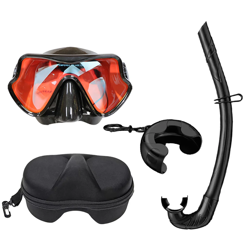 Schnorchelmaske, Taucherbrille, vollständig, nasses Silikon, faltbarer Schlauch, Spiegel, gehärtetes Glas, Len-Tauchmaske, Reisegröße mit Etui – Detail 9