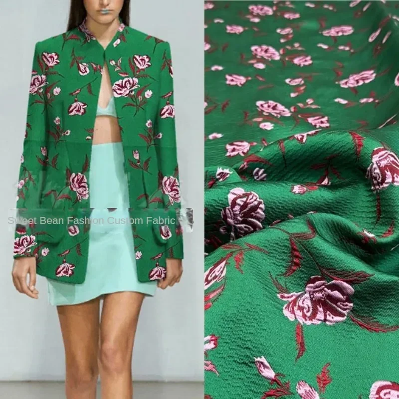 

Парчовая жаккардовая ткань, зеленое платье, куртка, дизайнерская одежда, окрашенная пряжа, ткань на метр, полиэстер своими руками