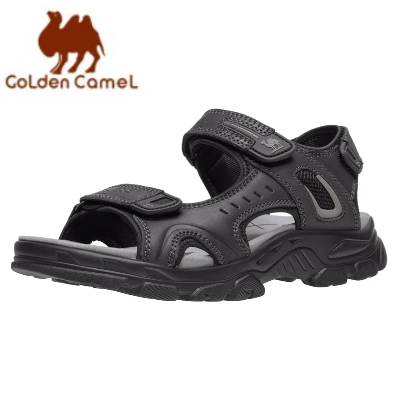 GOLDEN CAMEL Men\'s Leather Sandals Hiking Outdoor Water Beach Sports Mens Sandals for Summer with Open Toe Adjustable Straps