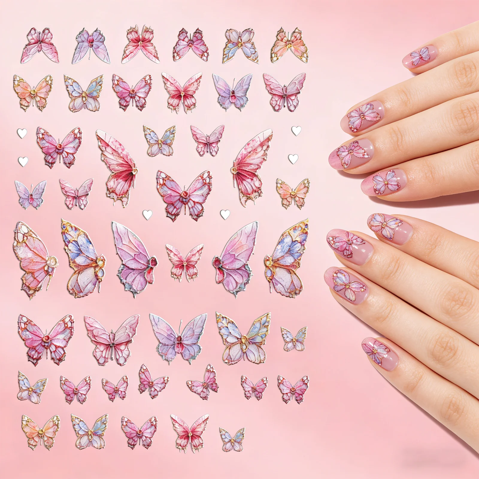 

1/3/5/10pcs Glitter Butterfly Nail Sticker DIY Decals Shiny Butterfly Adhesive Nail Art Decorations Manicure Makeup Stickers