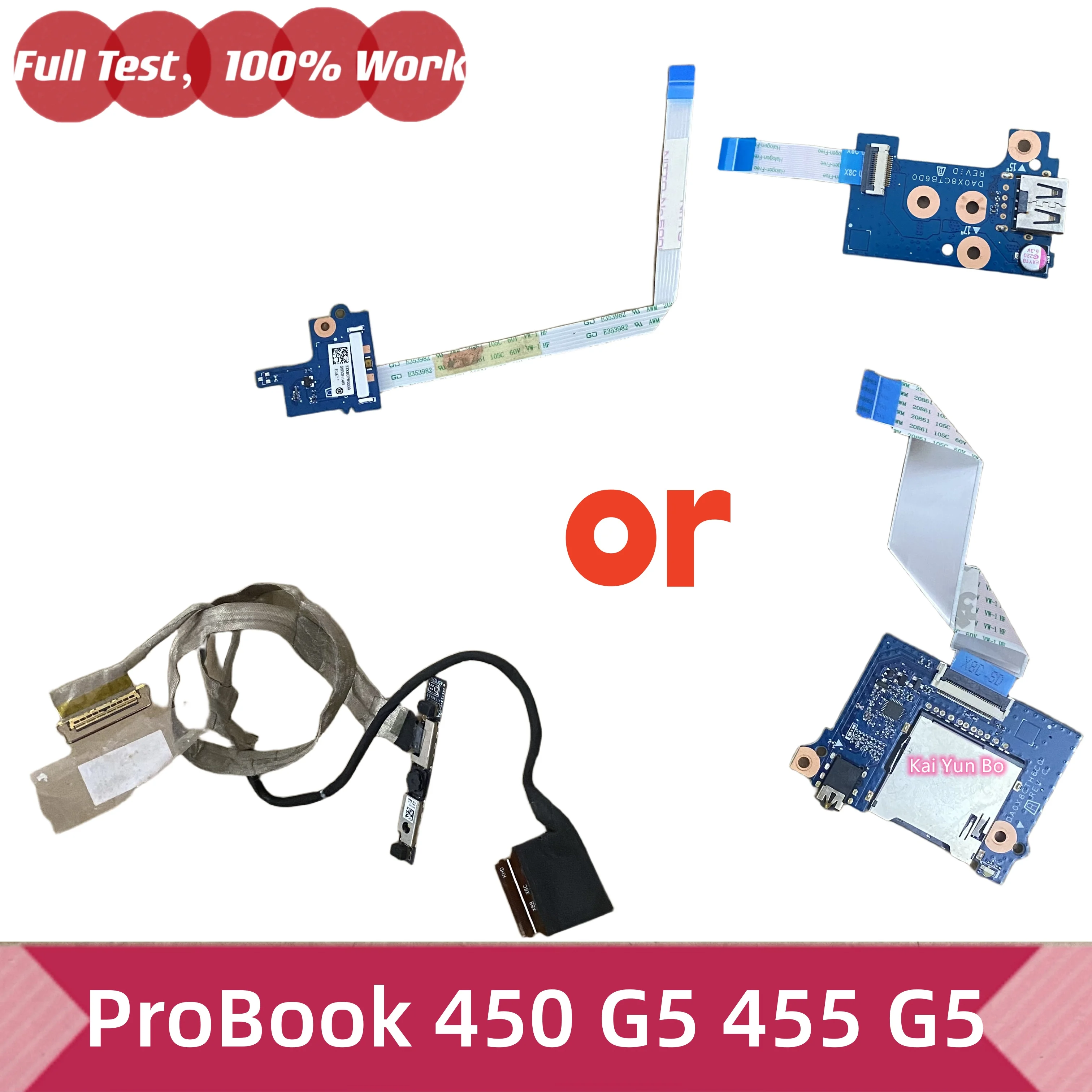 DA0X8CTH6C0 DA0X8CPB6E0 DA0X8CTB6D0 X8C DD0X8CLC311 DD0X8CLC400 Para HP ProBook 450 G5 455 G5, Placa de Audio y SD o Placa de Botón de Encendido o Cable de Video LVDS LED LCD EDP, Placa USB, Cámara Web