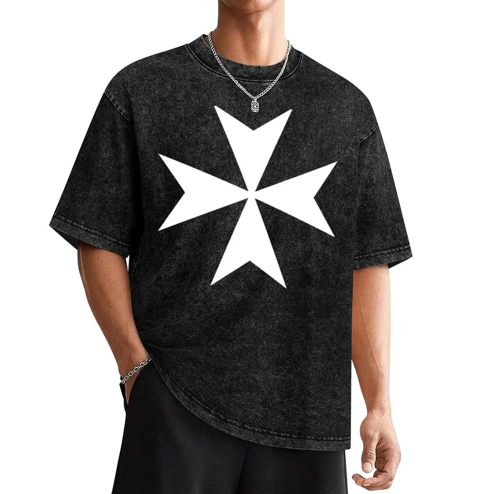 Cross of the Knights Hospitaller T-Shirt anime clothes street wear blacks T-shirts for men cotton