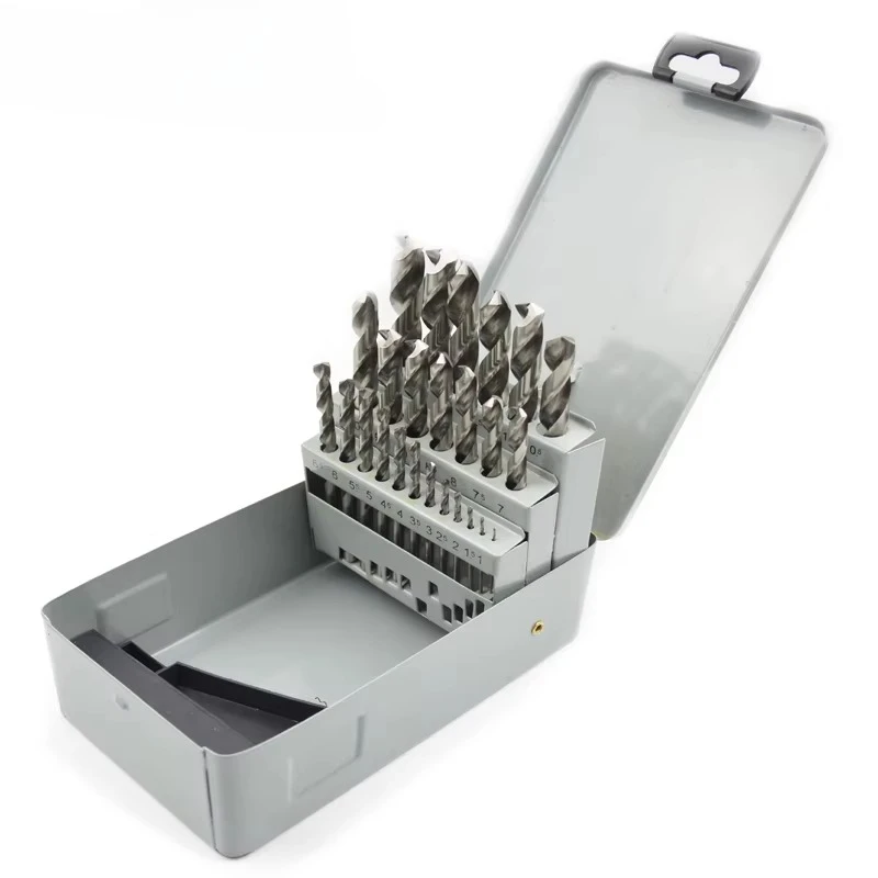 

25pcs 6542 Twist Drills Bit Set High Speed Steel M2 Jobber Drilling Bits Kit 1mm to 13mm with Metal Box