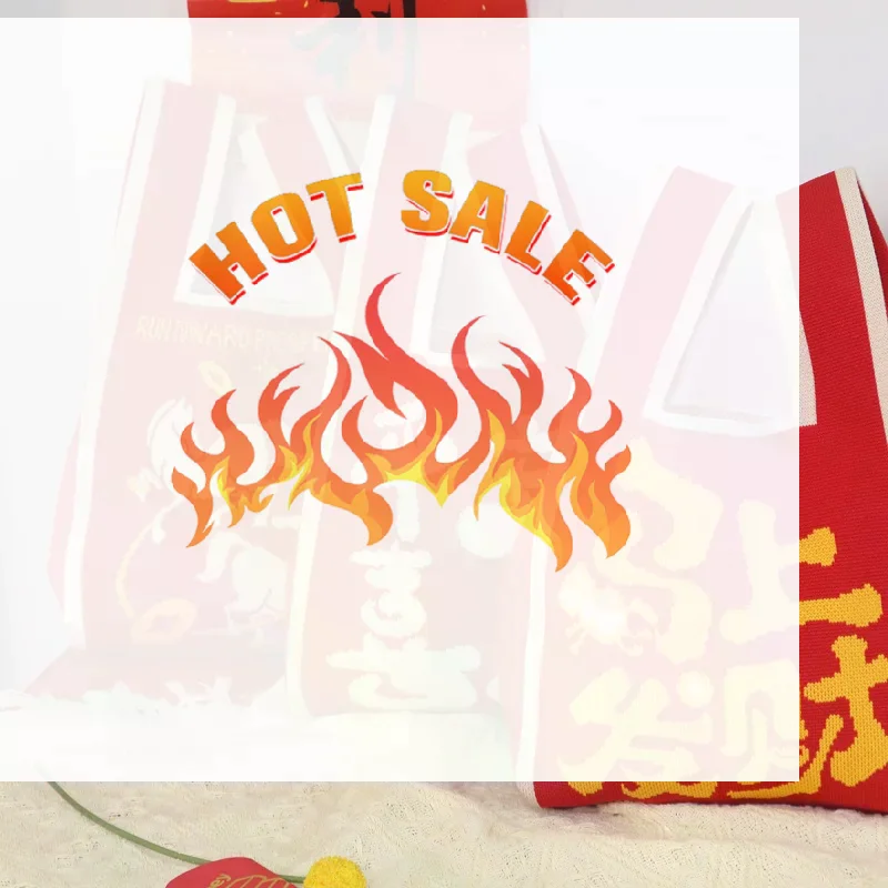 

Horse Year Knitted Bag Large Capacity Portable New Year Handbag Weaving Style Casual Tote Bag Reusable Shopping Bags