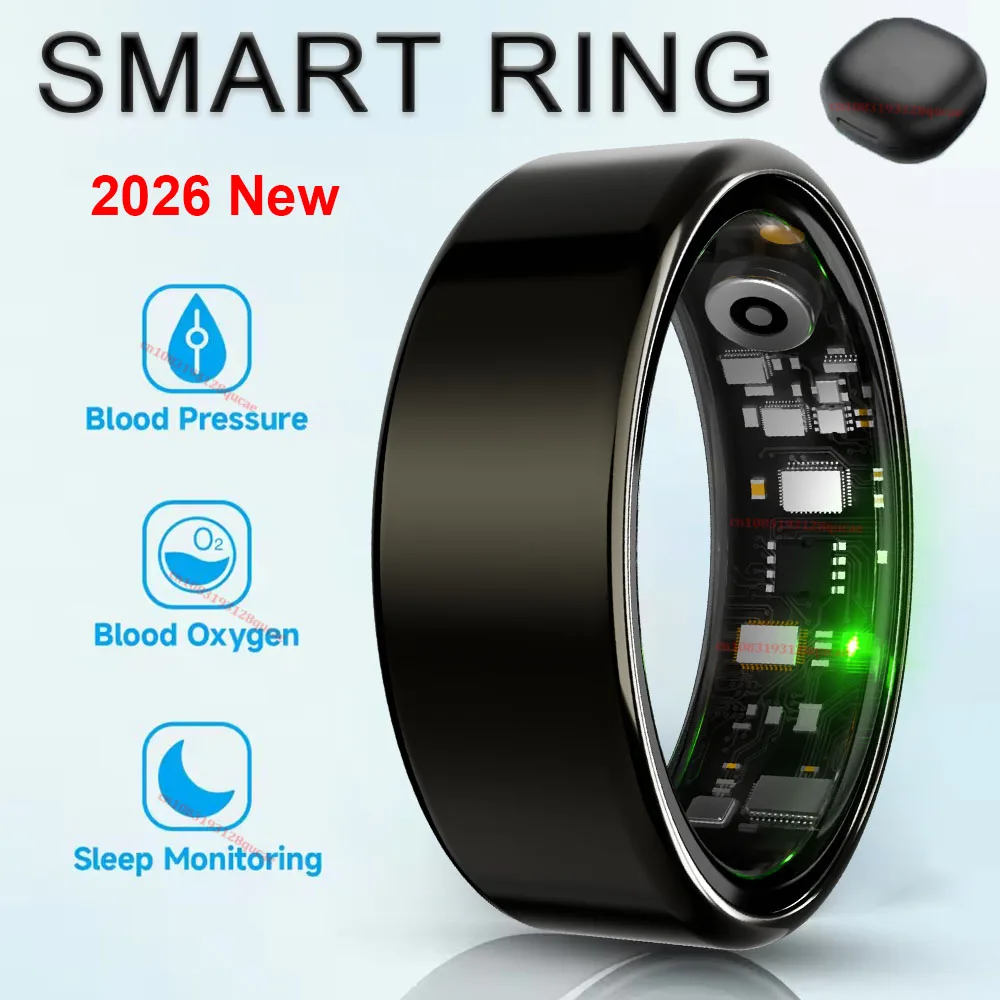 

2026 Smart Ring Blood Pressure Heart Rate Sleep Monitoring Smartring IP68 & 5ATM Waterproof Multi-sport Mode Smartring Man Women