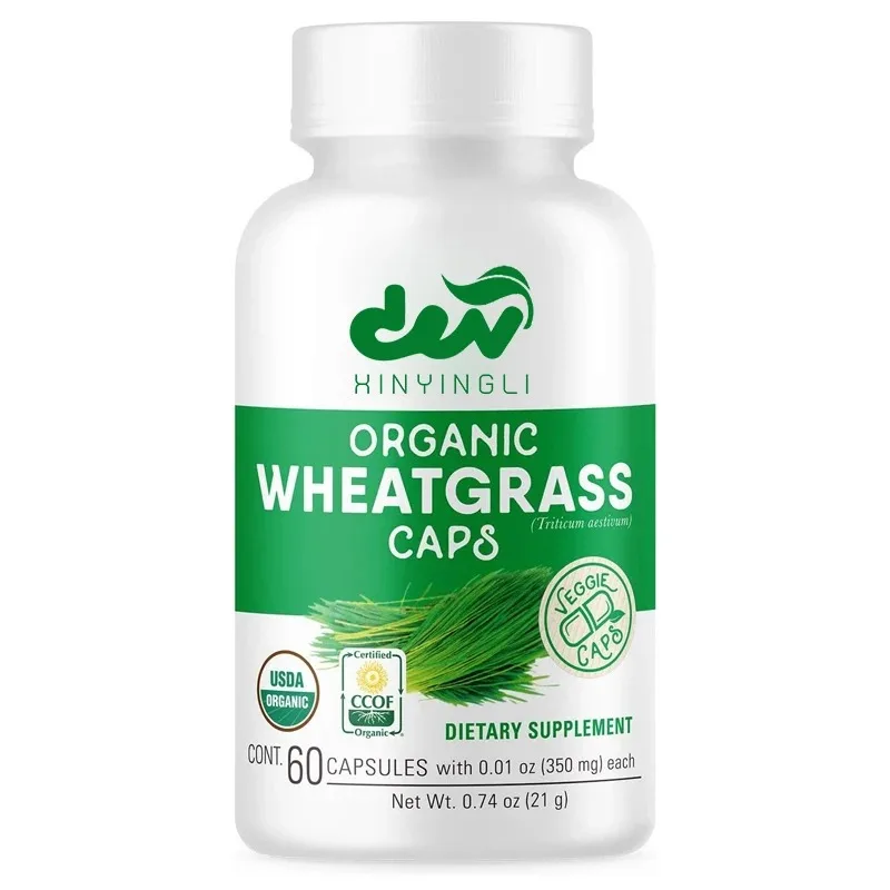 Organic Wheat Grass Capsules ，Organic,vegan supplements used to enhance natural energy, immune support, and health-60pills