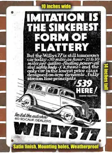 Metal Sign - 1934 Willys 77 Sedan- 10x14 inches