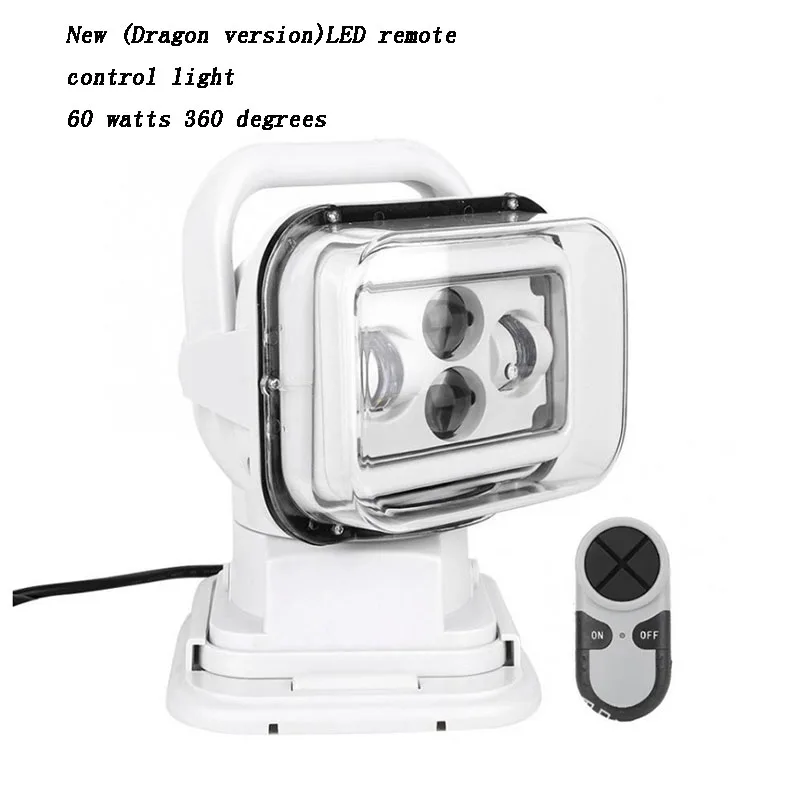 New Dragon Version LED Remote Control Searchlight 60W Marine Remote Glare Searchlight Vehicle Spotlights