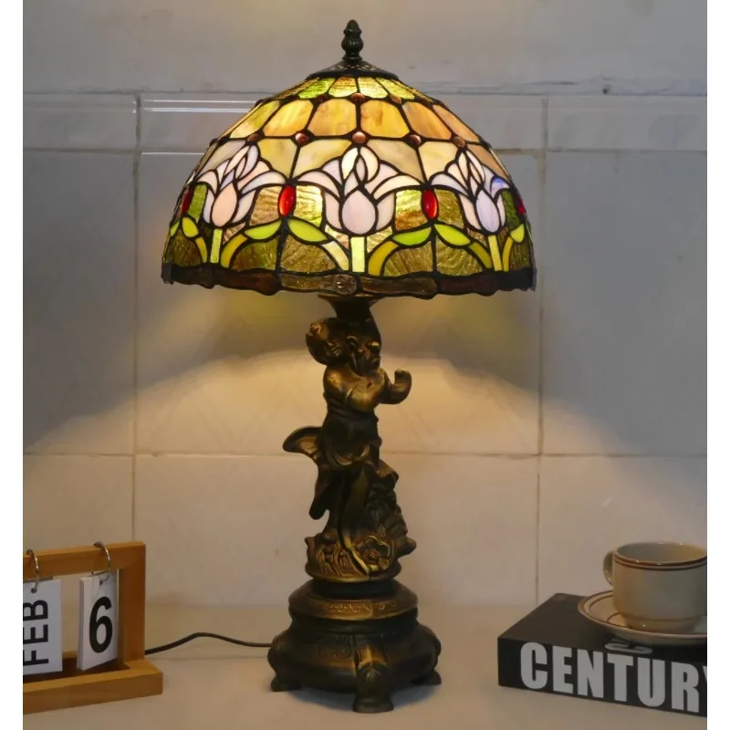 

French pastoral tulip atmosphere table lamp for sisters birthday gift bedroom bedside living room decorative lamps