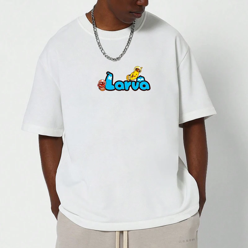 

Personalized T-shirt Streetwear Larva New in Tops Vintage Men's Cotton T-shirt Funny Short Sleeve Tee Gifts for Boyfriend