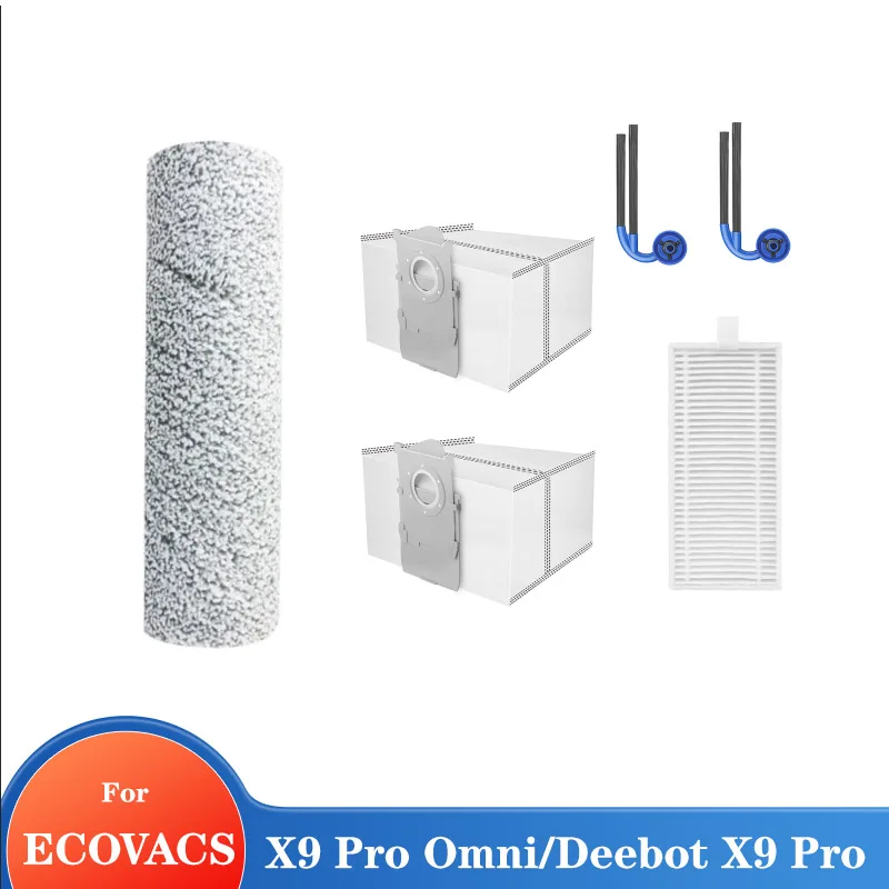 متوافق مع (ECOVACS X9 PRO OMNI) ECOVACS Deebot X9 Pro إكسسوارات قطع غيار مرشح فرشاة جانبية رئيسية ممسحة دوارة كيس لجميع الغبار