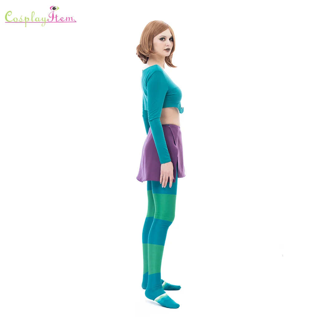 المرأة الساحرة إيرما لير تأثيري حلي مثير المحاصيل القمم و Bodycon تنورة صغيرة جوارب طويلة مجموعة الزي إيرما لير هالوين البدلة