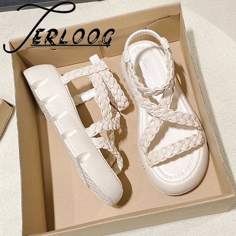 

Platform Sports Sandals Weave Women Shoes Summer New 2025 Fashion Open Toe Slippers Braided Strap Woman Ladies Mujer Zapatos