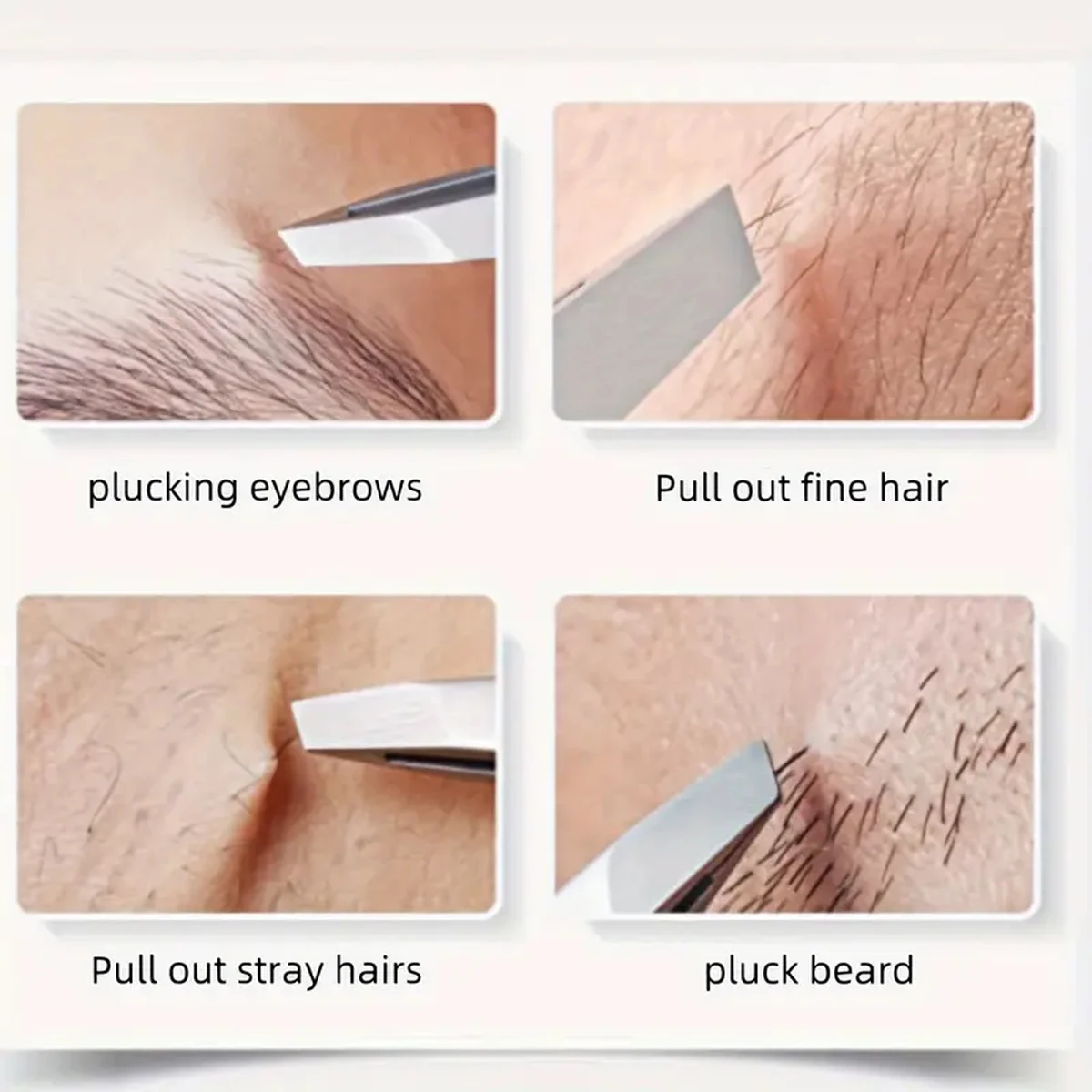 Pinça de sobrancelha e barba de aço inoxidável de precisão, durável, design de cabeça inclinada, aparar suavemente sobrancelhas finas, barba essencial