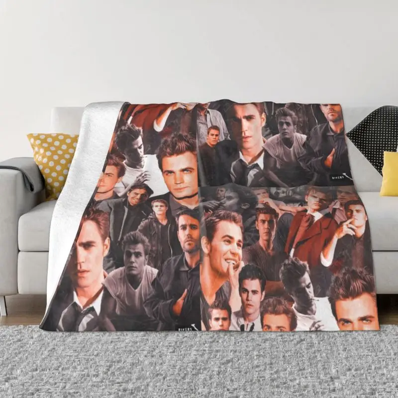 

Stefan Salvatore The Vampire Diaries TV Show Blankets Comfortable Flannel Sprint Damon Salvatore Throw Blanket for Sofa Car Bed