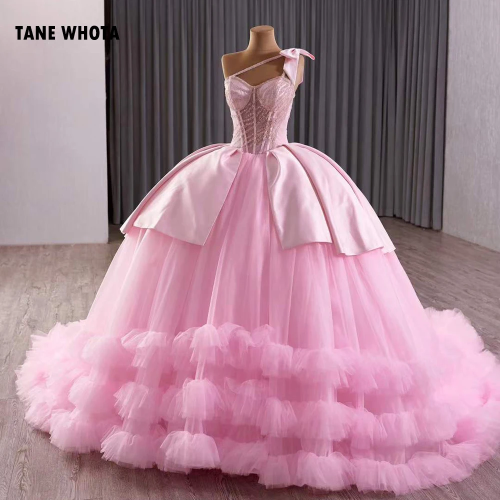 

Vestido Quinceañera 2025 Luxury Spaghetti Straps Lace Up Back Sequined Customized Pink Long Dress For Special Occasions