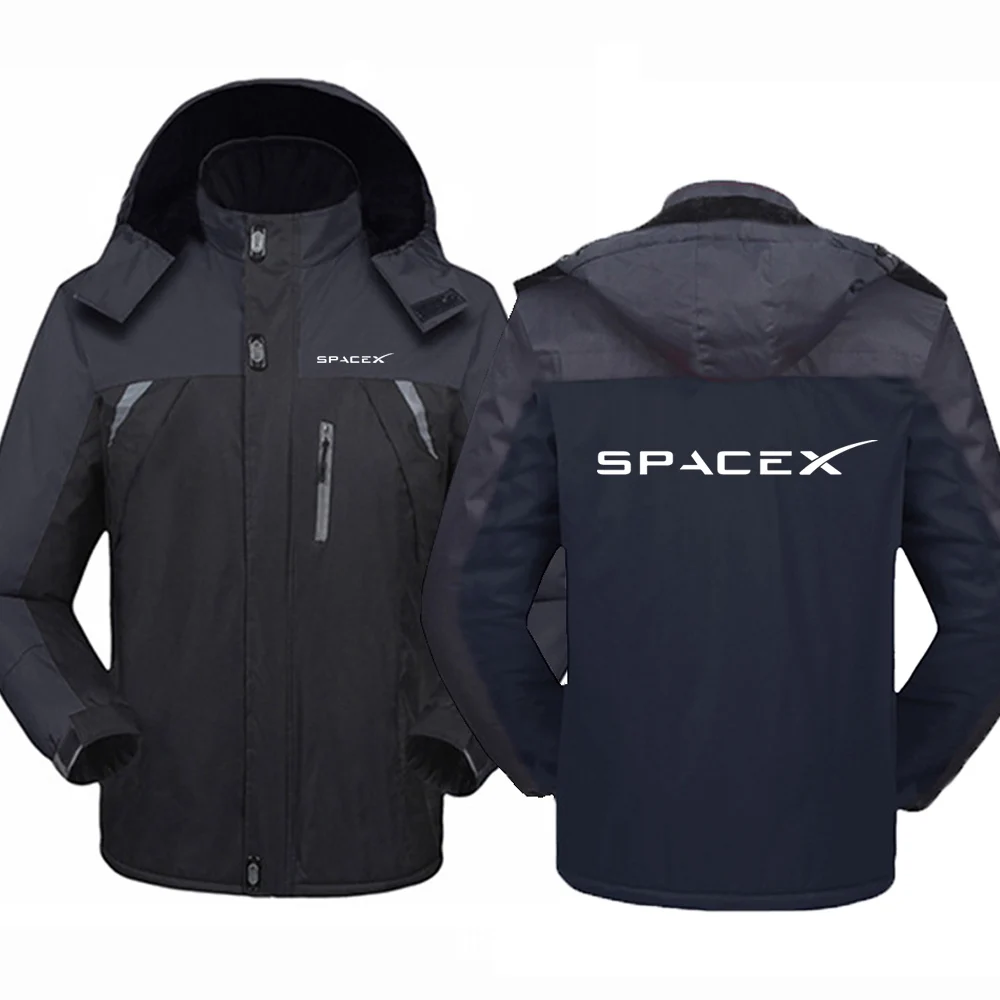 

SpaceX Space X Logo 2023 Men's New Winter Fashionable Print Thick Warmer Coats Cotton Padded Overcoat Windbreaker Casual Jacket