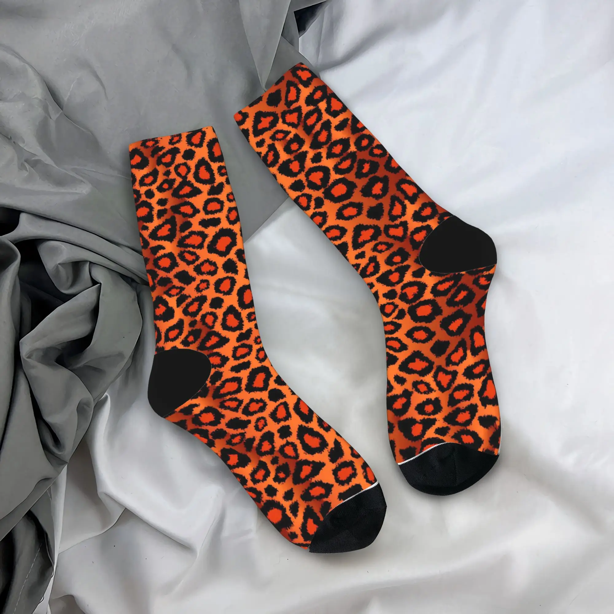 

Couple Socks Orange Leopard Animal Skin Print Stockings Winter Funny Warm Soft Socks Pattern Skateboard Anti Slip Socks