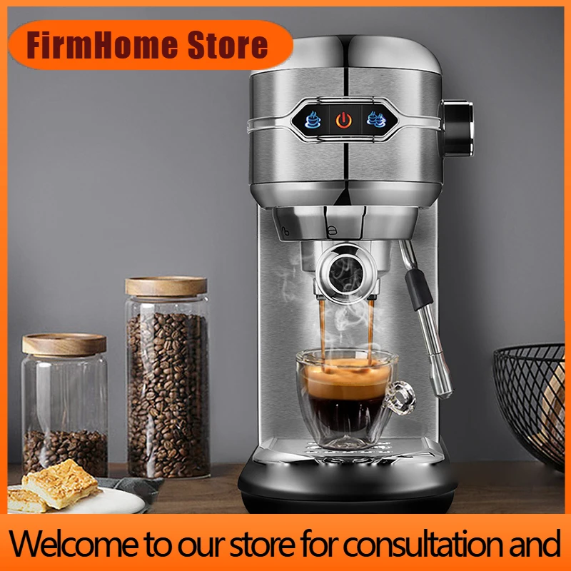 FirmHome Store1.1L Coffee Maker Cafetera 19 Bar Inox Semi Automatic Super Slim ESE POD& Powder Espresso Cappuccino Machine Hot W
