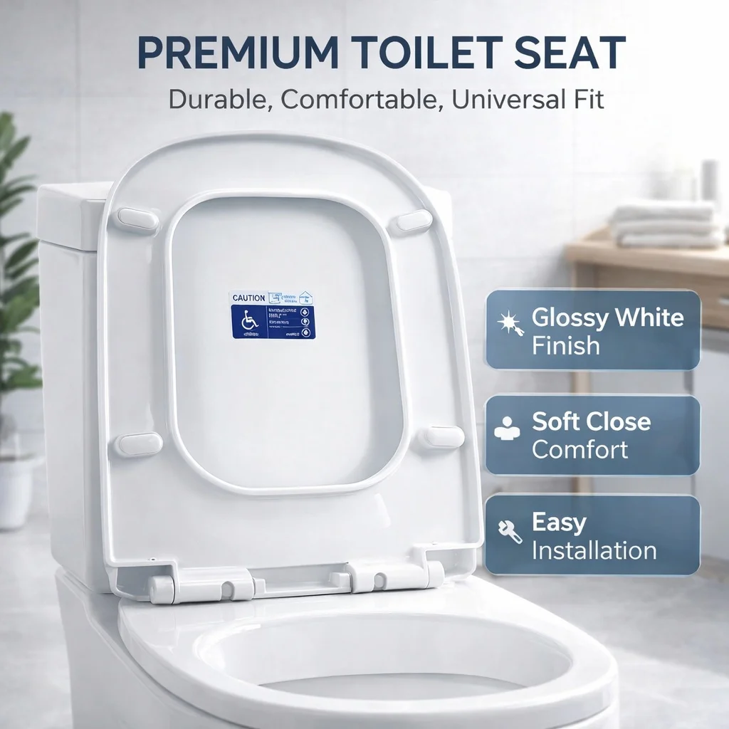 

Гладкая пластиковая крышка-сиденье для унитаза, легко устанавливаемая, для ежедневного использования в домашней ванной комнате