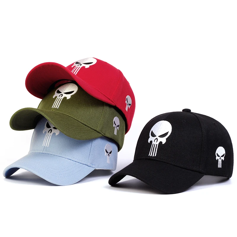 Unisex Skull Head Embroidery Baseball Caps Spring Autumn Outdoor Adjustable Casual Hats Sunscreen Hat