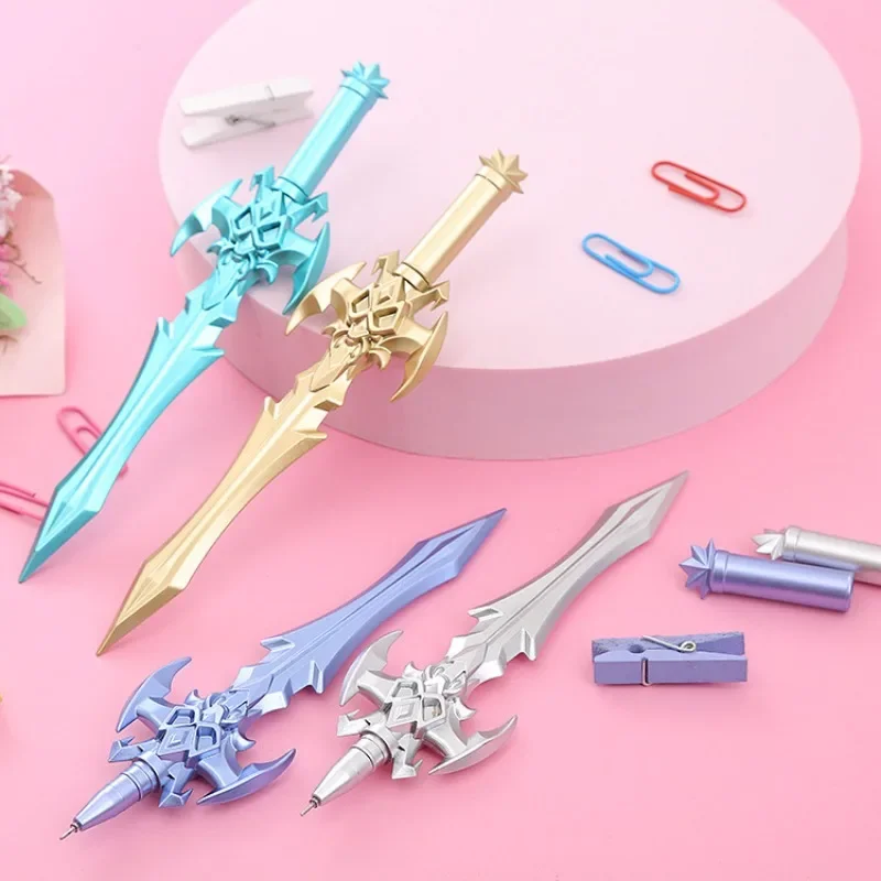 24Pcs Creative Weapon Sword Modeling Neutral Pen Cartoon Student Office Stationery