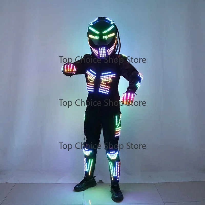 Rob1ot Fluorescent Helmet LED-Illuminated Armor Clothing Cosplay Stage Dancing Costume for Annual Meeting Live Party Favors