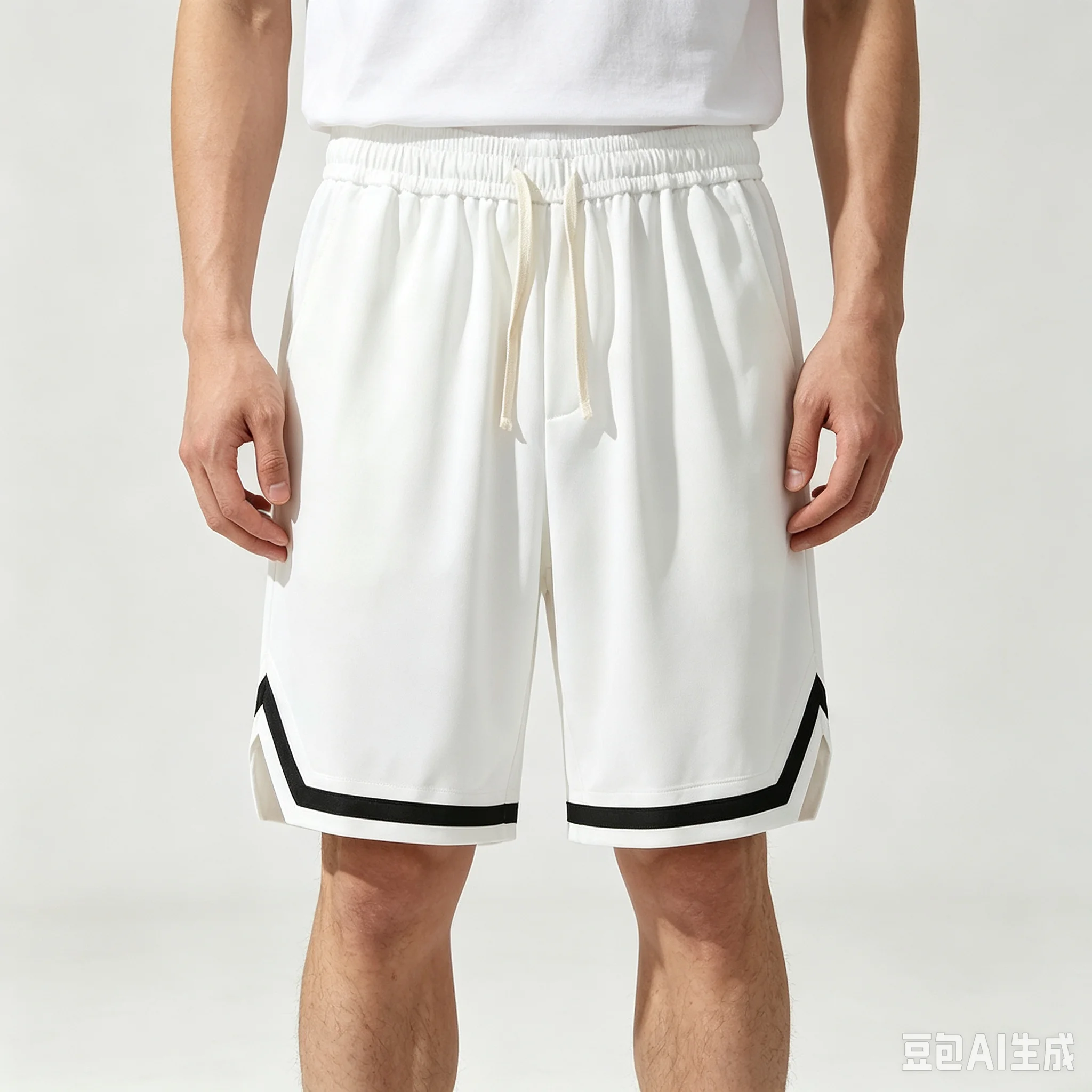 Summer thin shorts men's new casual loose breathable hanging feeling student five quarter pants embroidered logo straight leg ca