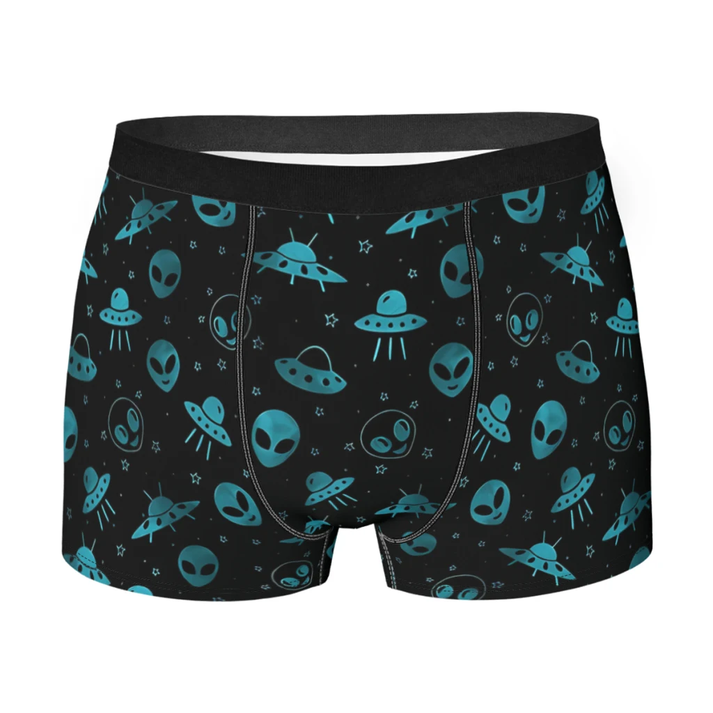 Aliens and UFOs Pattern  Underpants Breathbale Panties Man Underwear Sexy Shorts Boxer Briefs