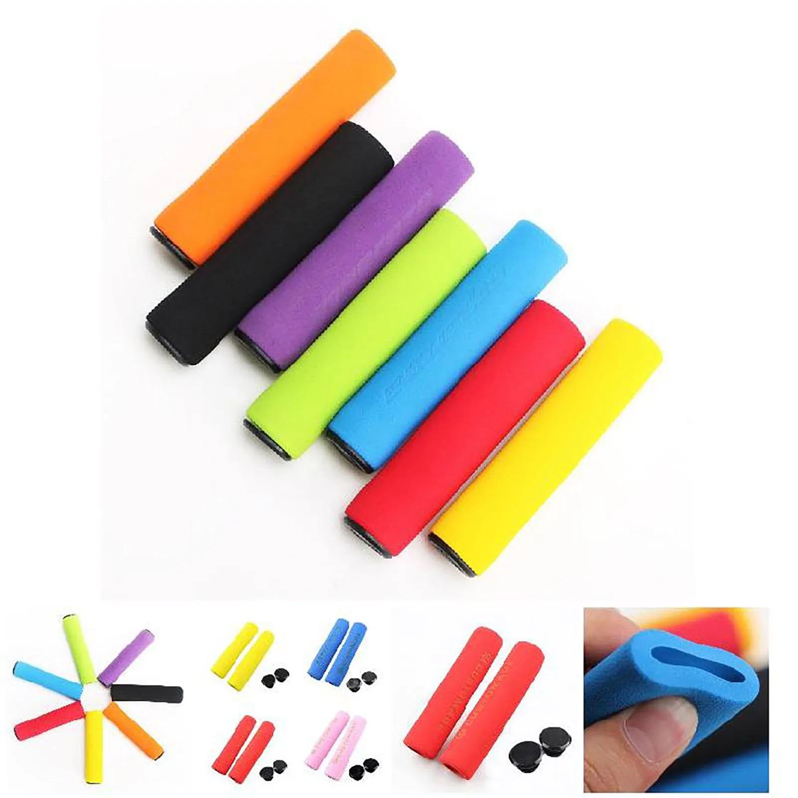 1Pair Mountain Bike Grips Handles Mtb Cuffs Silicone Handles For Bicycle Handlebar Cover Ergonomic Lock On Grips With Bar Ends