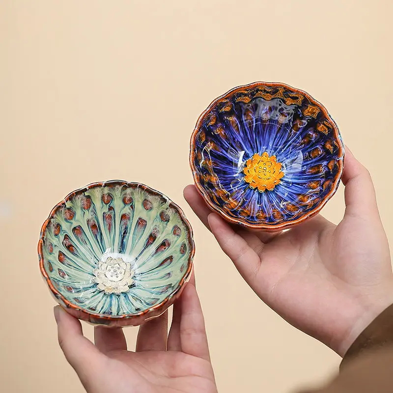 Inlaid gold kiln change master cup to cup tea single cup ceramic kung fu tea  gift tasting tea Chinese style gift