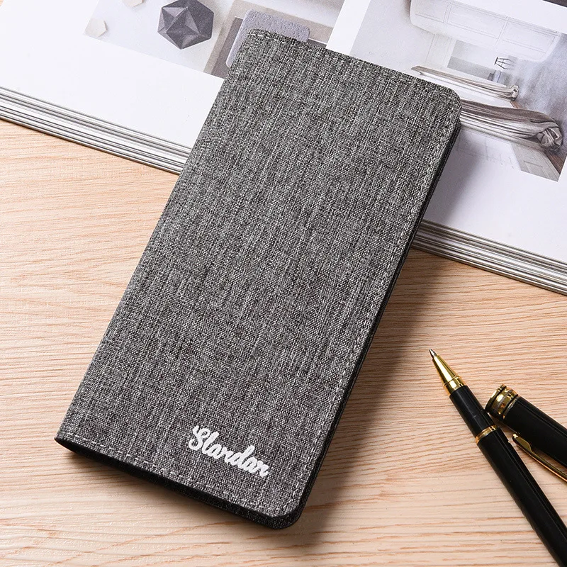 Ultra thin Japanese folding men's long canvas wallet, student retro simple niche men's wallet