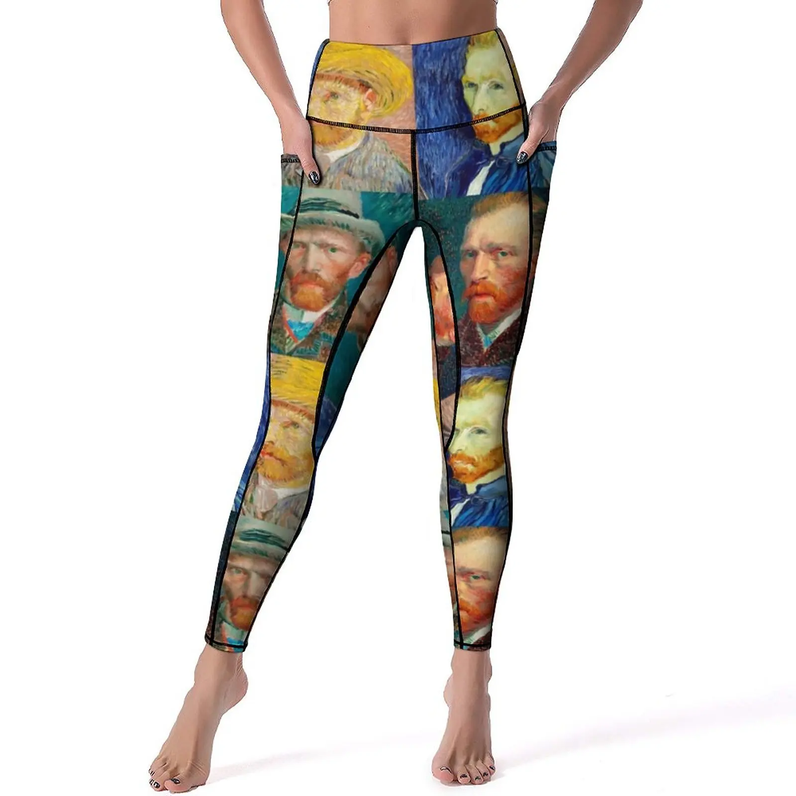 

Van Gogh Leggings Sexy Self-Portrait Collage Push Up Yoga Pants Retro Quick-Dry Leggins Female Fitness Running Sports Tights