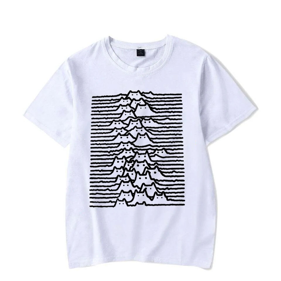 

Cat Mountain Cartoon Fashion Summer Travel Mountain and River Cat Thread Short Sleeve T-shirt Men's and Women's Fashion Brand