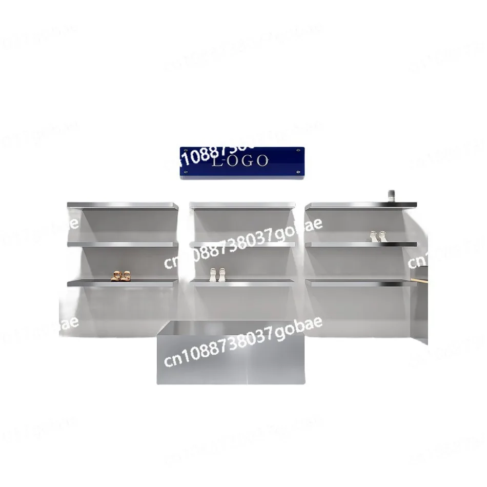 

Стеллаж для хранения обуви, настенная полка из нержавеющей стали, высококачественная витрина для сумок для обуви в магазине одежды