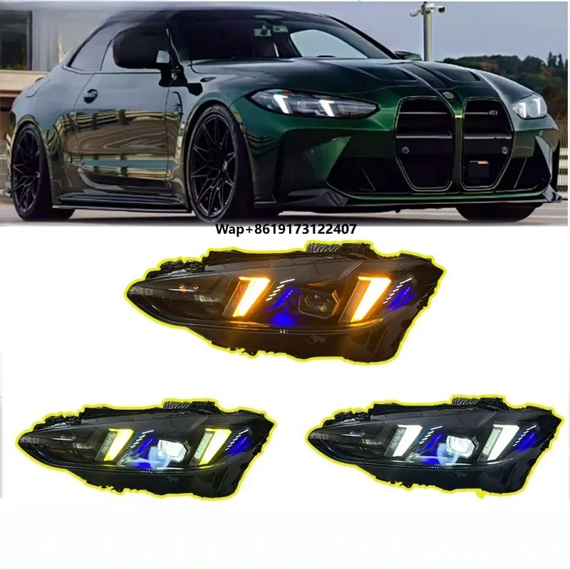

SJC US LOCAL STOCK Auto for 4 Series G22 M3 G80 M4 G82 G83 M440i 2021-2024 Yellow & White & Amber Drls Switching Headlight