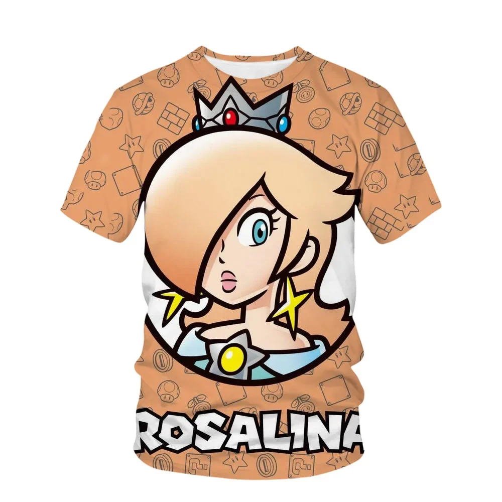 2025 أزياء سوبر ماريو براذرز تي شيرت ملابس الأطفال أعلى الأولاد لعبة ثلاثية الأبعاد الطباعة أنيمي س الرقبة